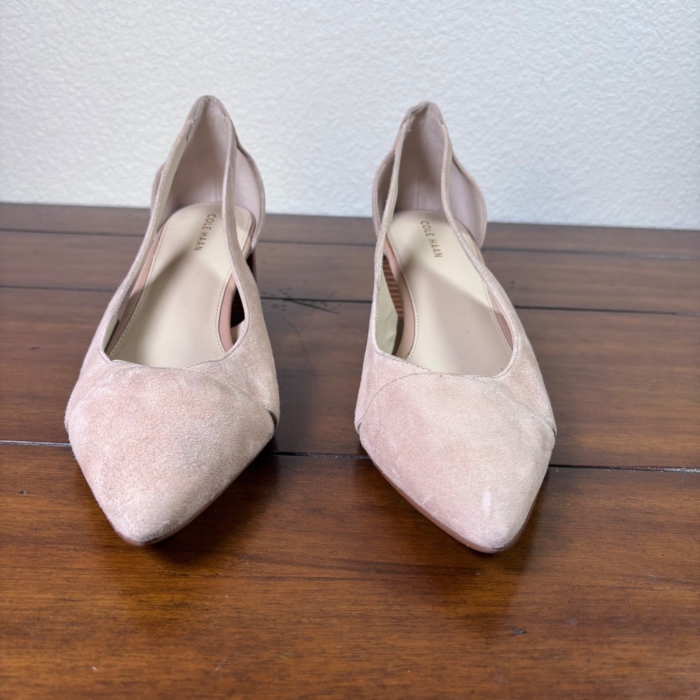 Cole Haan Grand 360 Pumps Womens 10B Blush Beige Suede Block Heel d'Orsay Heels - Picture 3 of 6